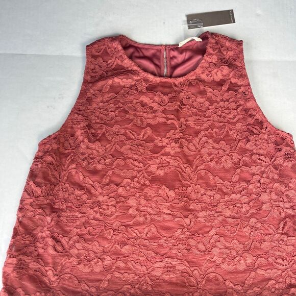 Sophie Rue Lace Overlay Blouse Sleeveless Dusty Rose Pink Feminine Shirt NWT L - Picture 3 of 11